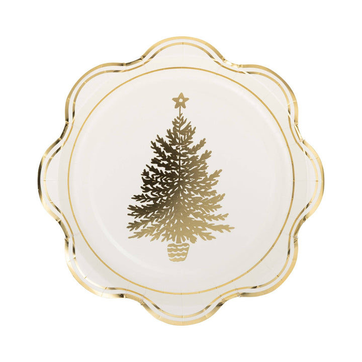 Christmas Tree Paper Plate in Gold