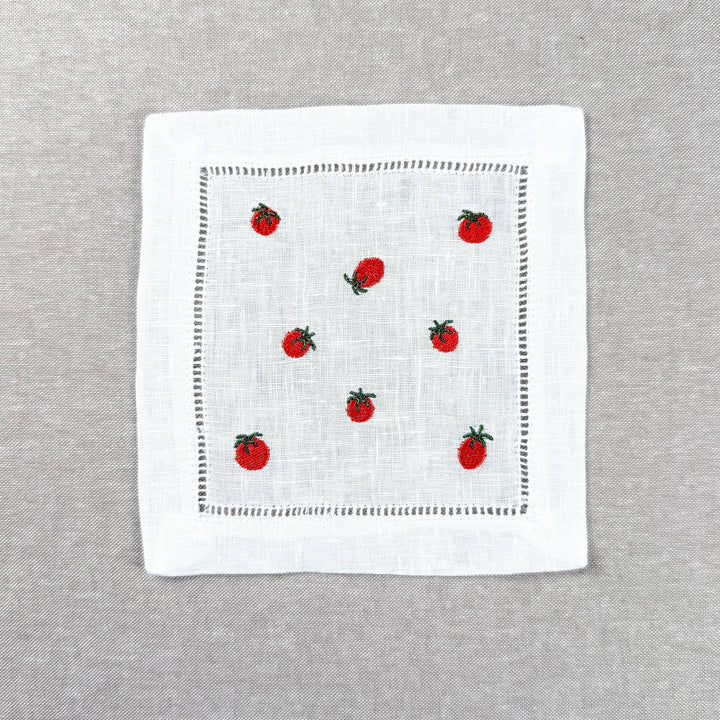 Tomato Embroidered Cocktail Napkin Set