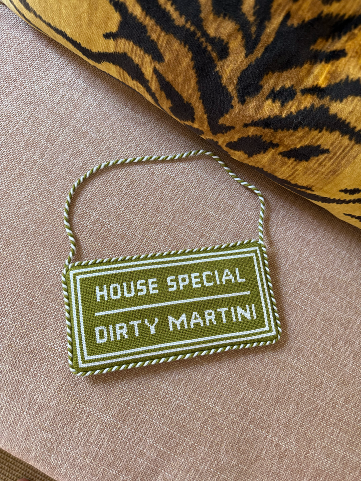 Dirty Martini Needlepoint Door Hang