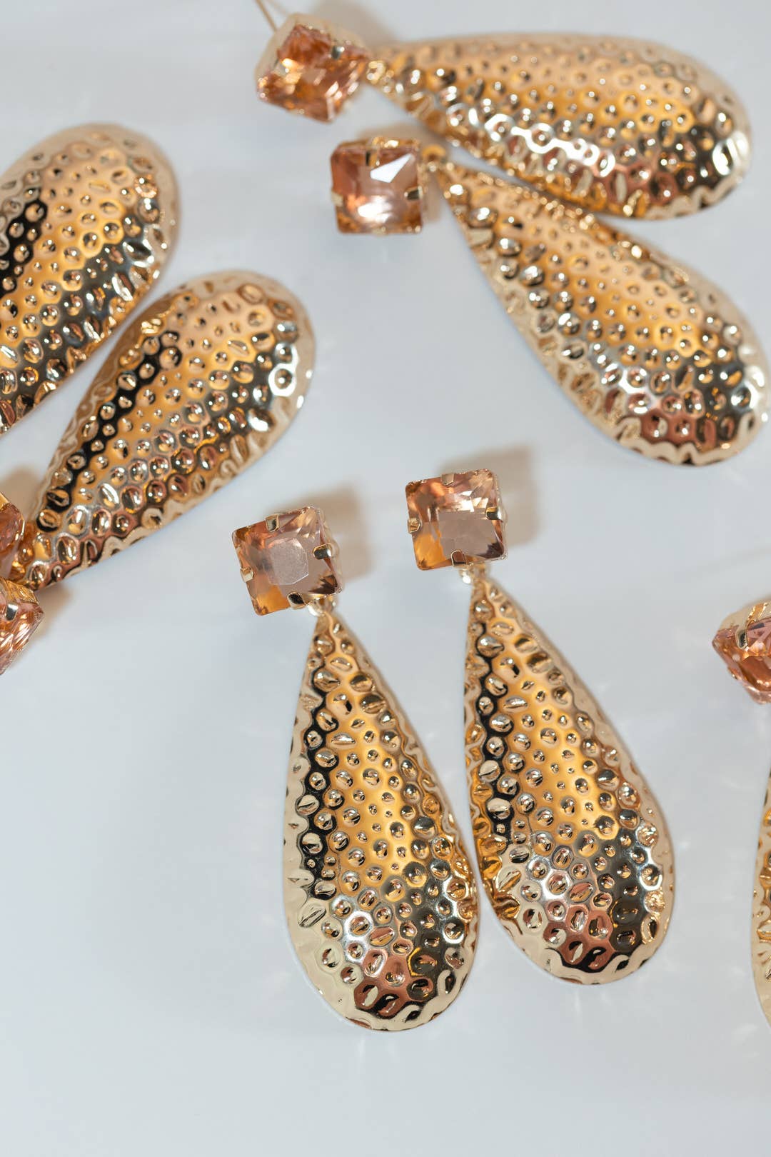 Hammered Gold Earrings in Rose