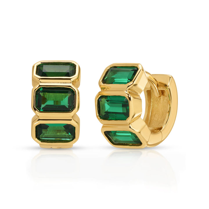 Sunset Emerald Huggie Earrings