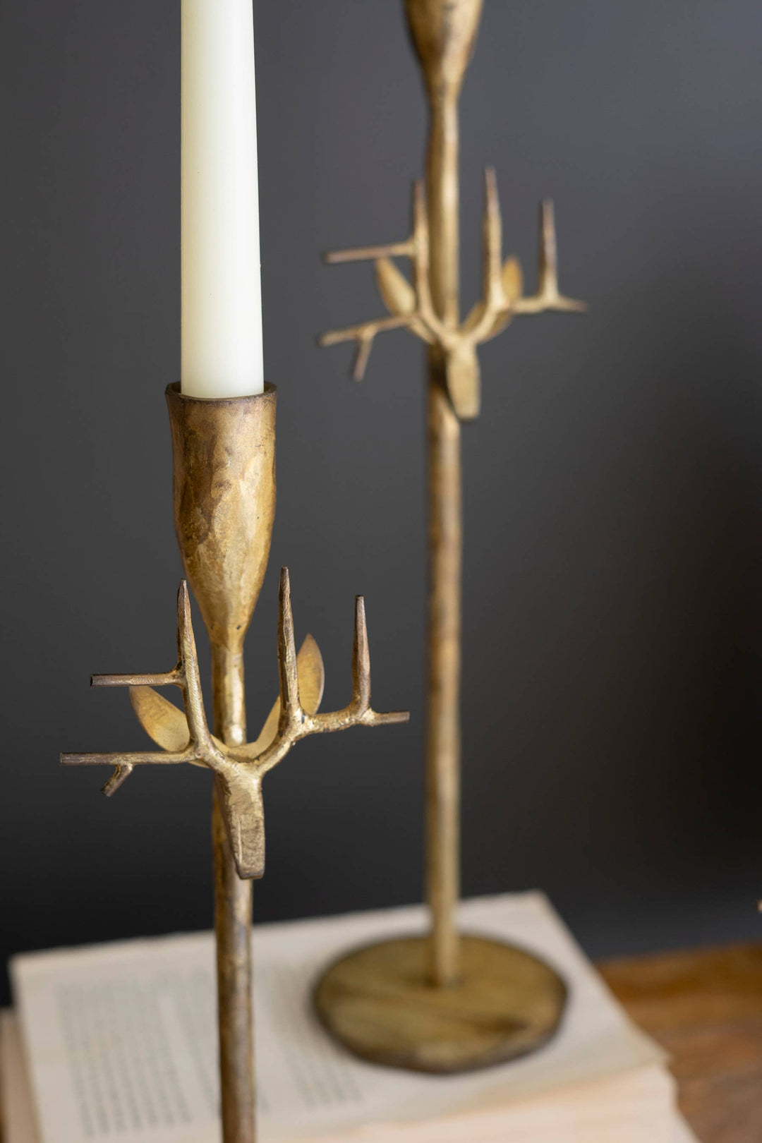 Iron Deer Candle Holders, Gold S/3