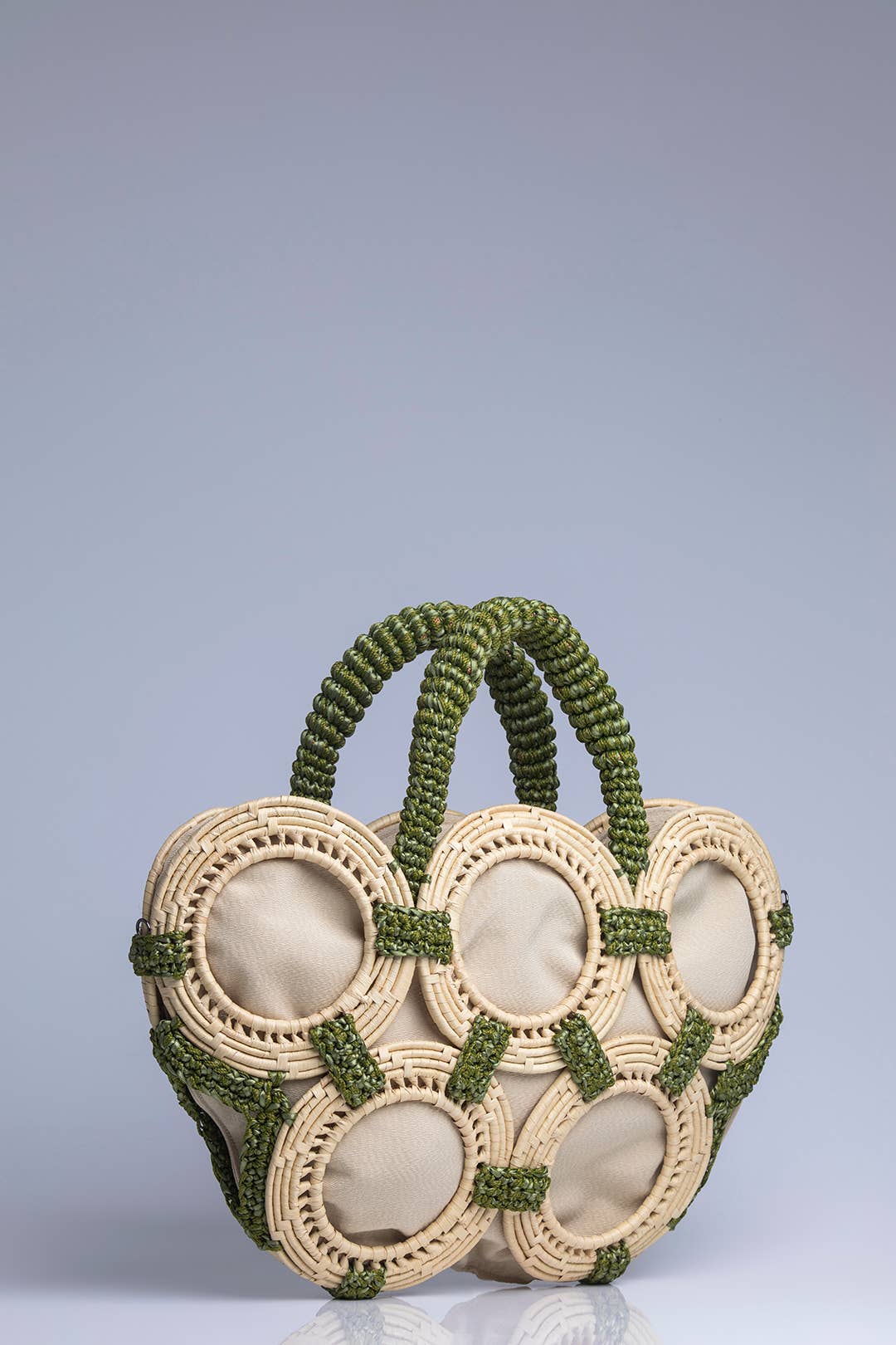 Rattan Circles Bag, Green