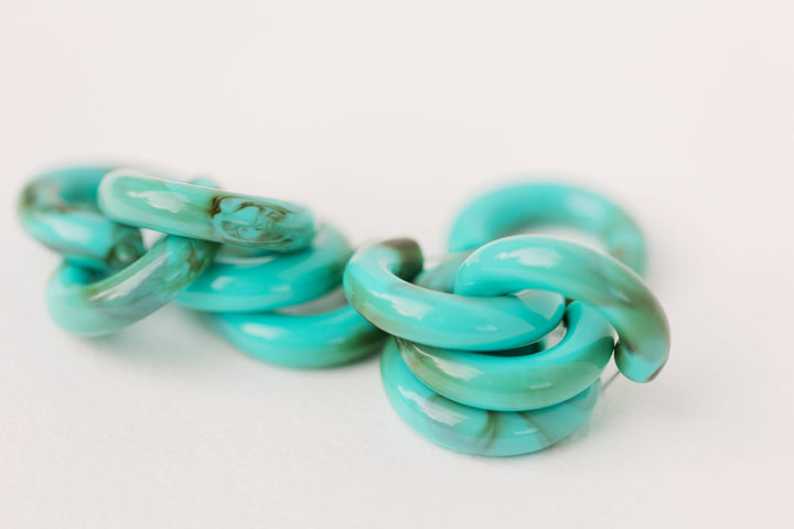 Chunky Lucite Hoop Earrings in Turquoise