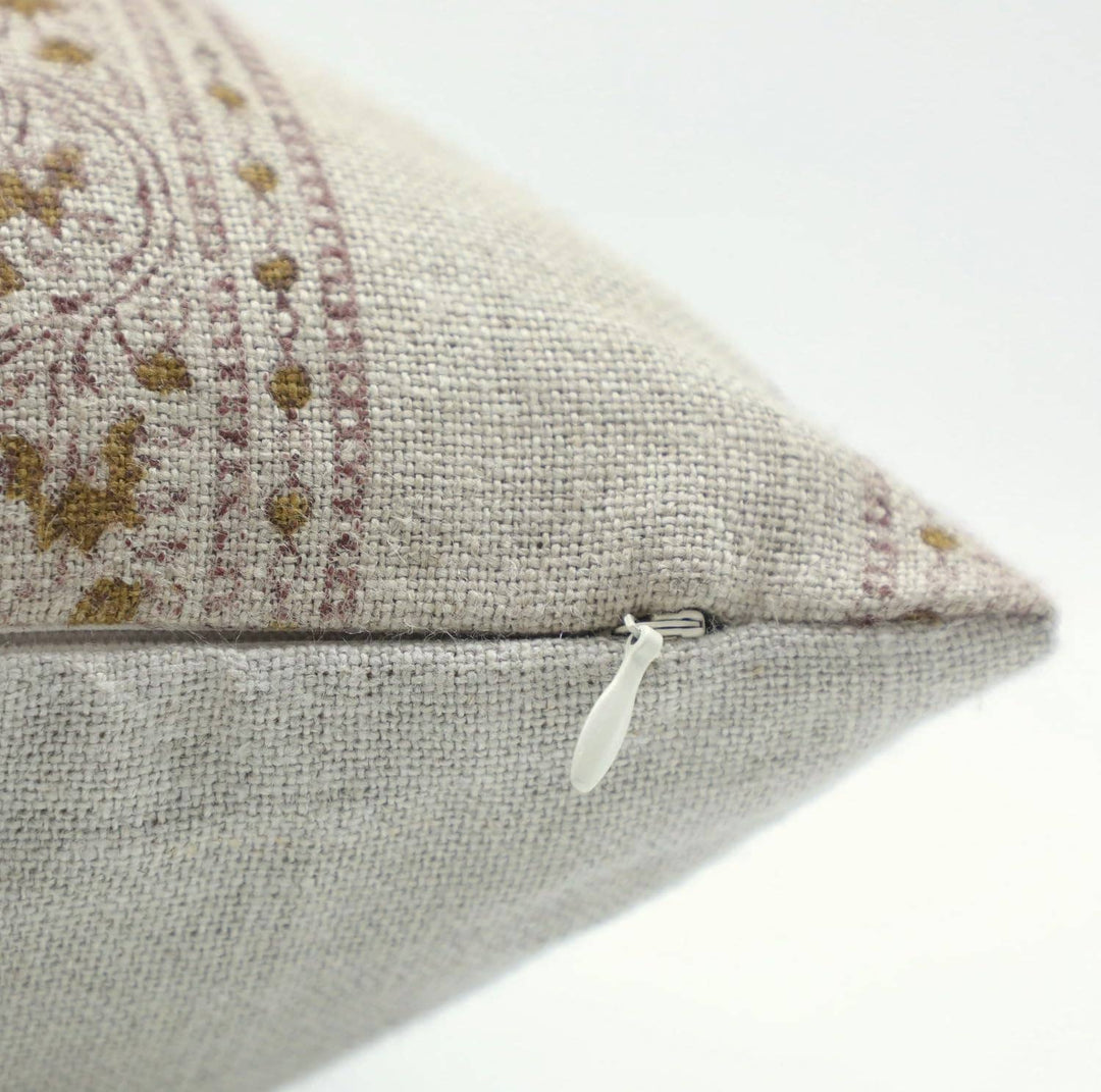 Block Print Stripe Linen Pillow, 24x24