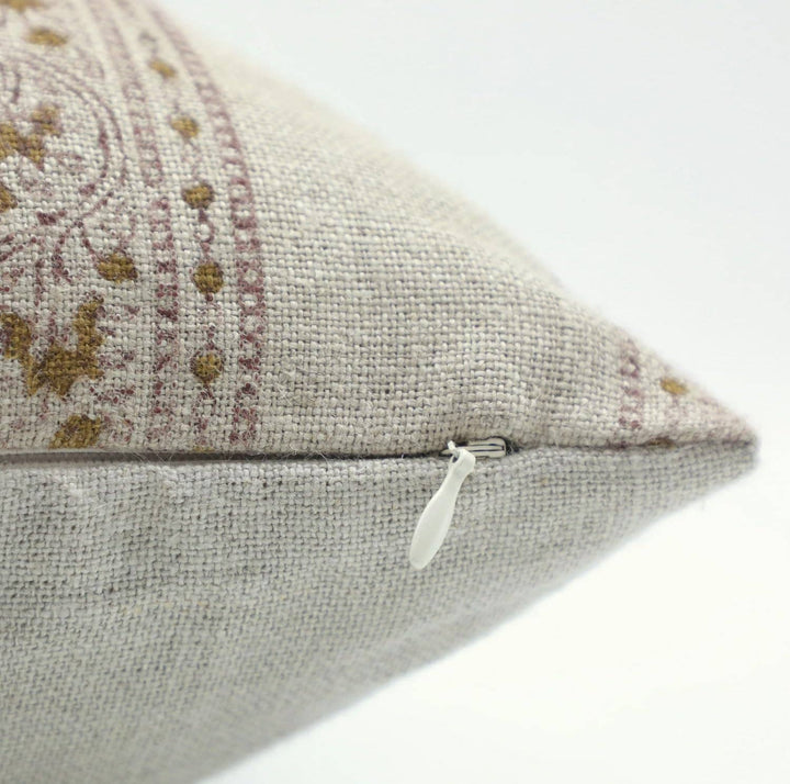 Block Print Stripe Linen Pillow, 24x24