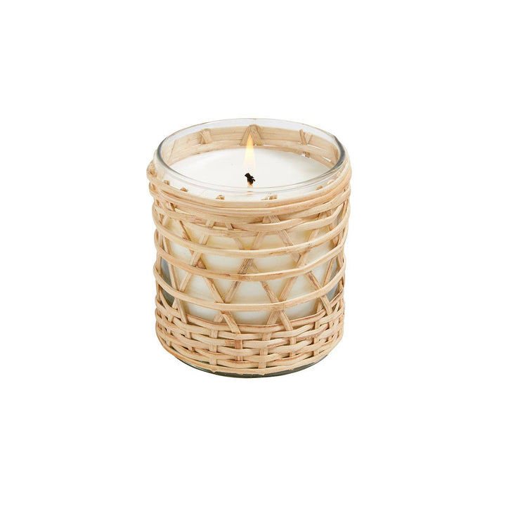 Bamboo Wrapped Candle in Olive