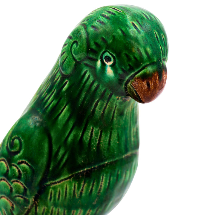 Hand Painted Ceramic Parrot, Green