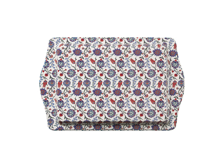 Moroccan Metal Tray in Blue and Red, Small