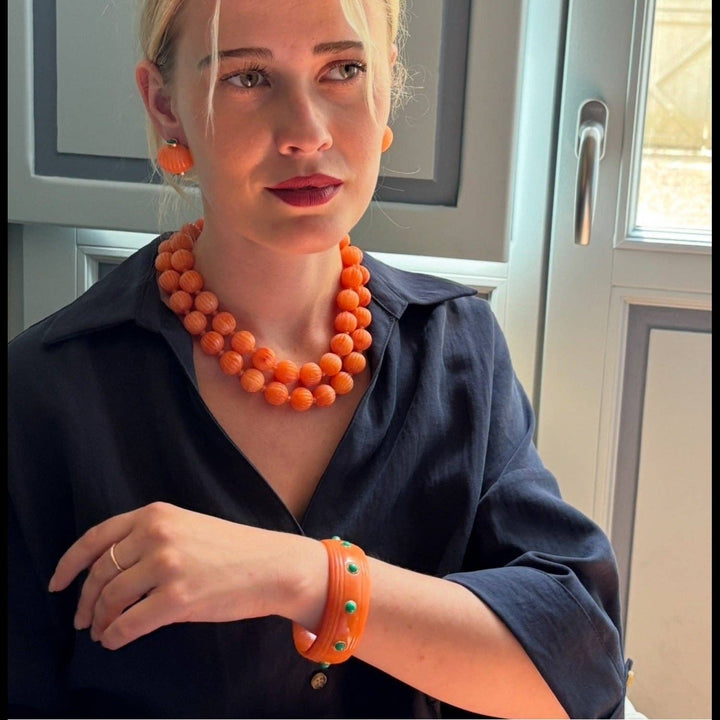 Bangle in Coral and Jade Resin