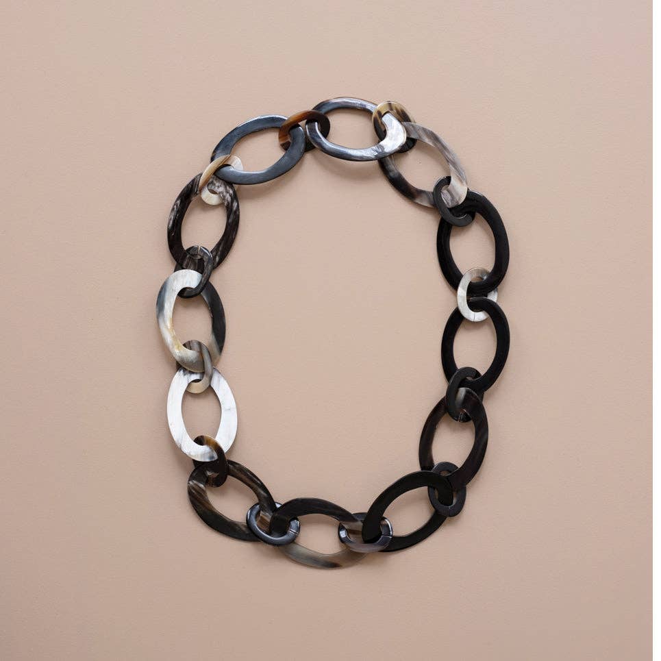 Oval Horn Chain Necklace, Assorted Colors