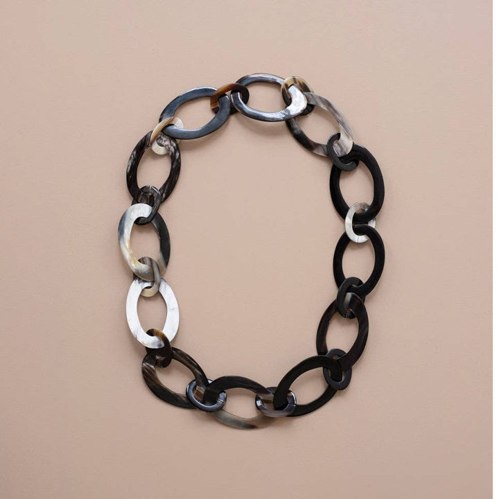 Oval Horn Chain Necklace, Assorted Colors