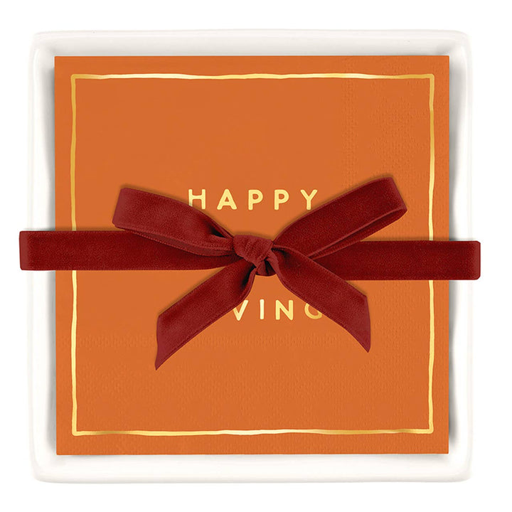 Ceramic Tray with Happy Thanksgiving Napkins