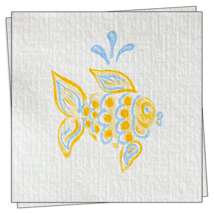 French Disposable Linen Cocktail Napkins, Fish