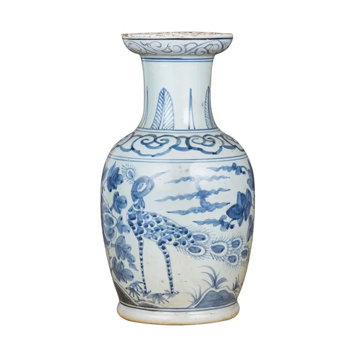 Blue & White Bird Vase