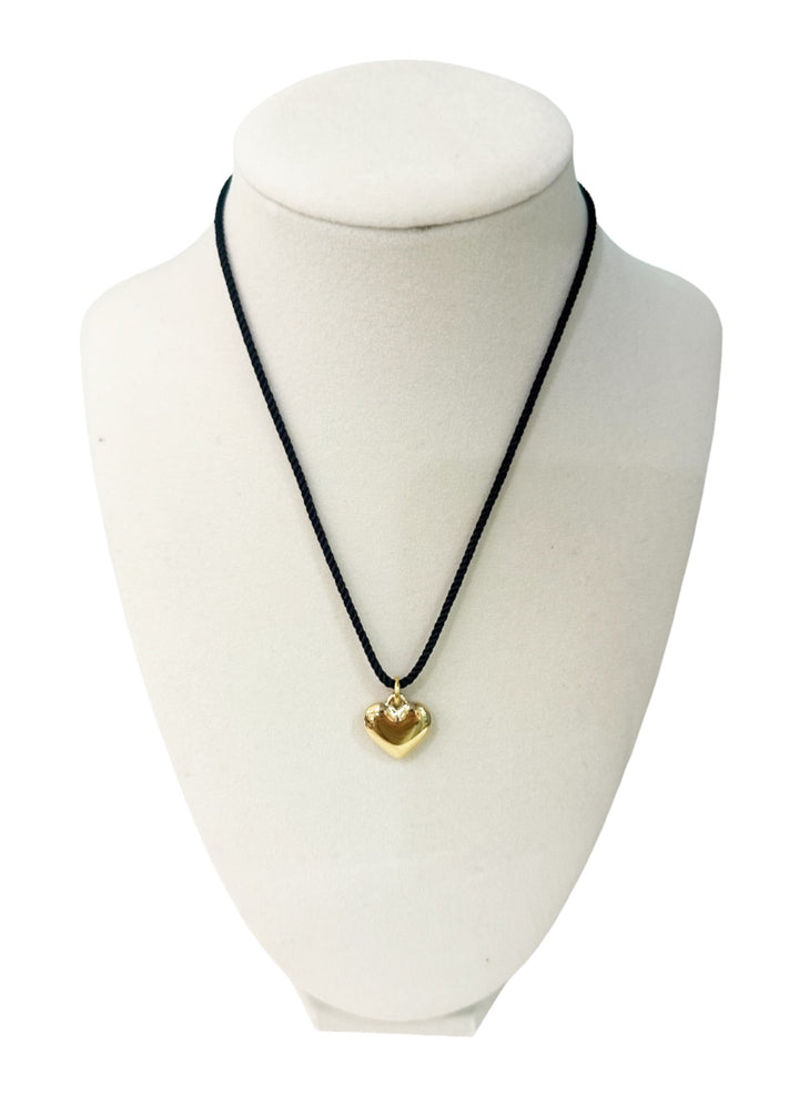 Heart Cord Necklace, Black