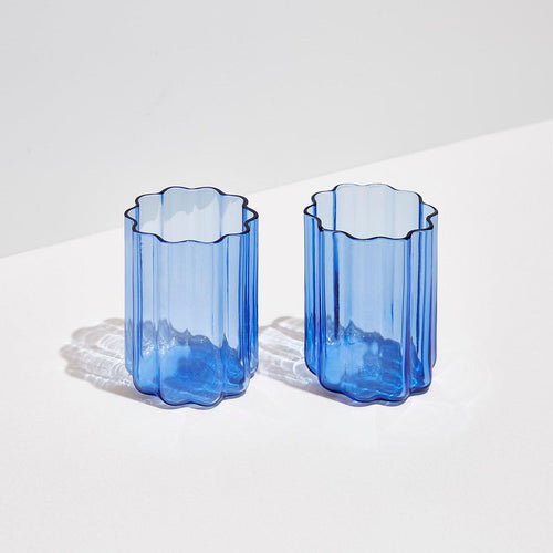 Wave Glasses in Blue, S/2 | Fazeek