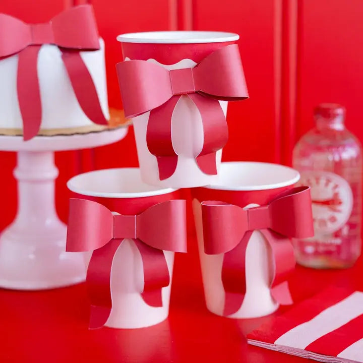 Bow Cups in Red & Pink, S/8 | Christmas