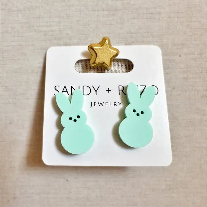 Bunny Stud Earrings, Mint | Easter