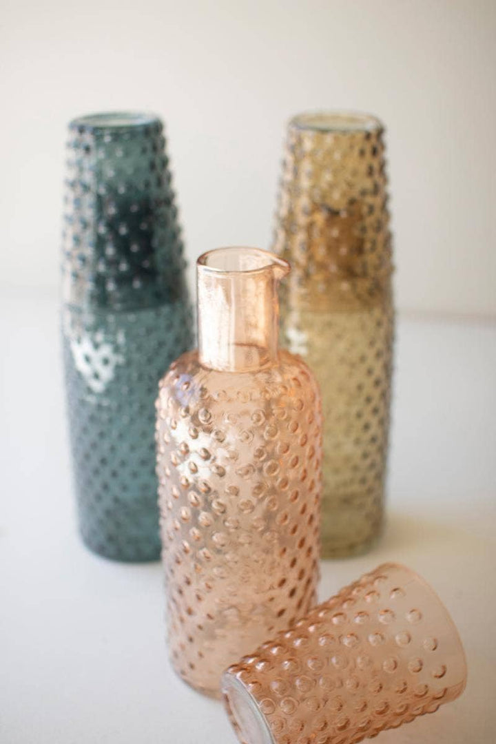 Bubble Glass Carafe and Tumbler, Assorted Colors