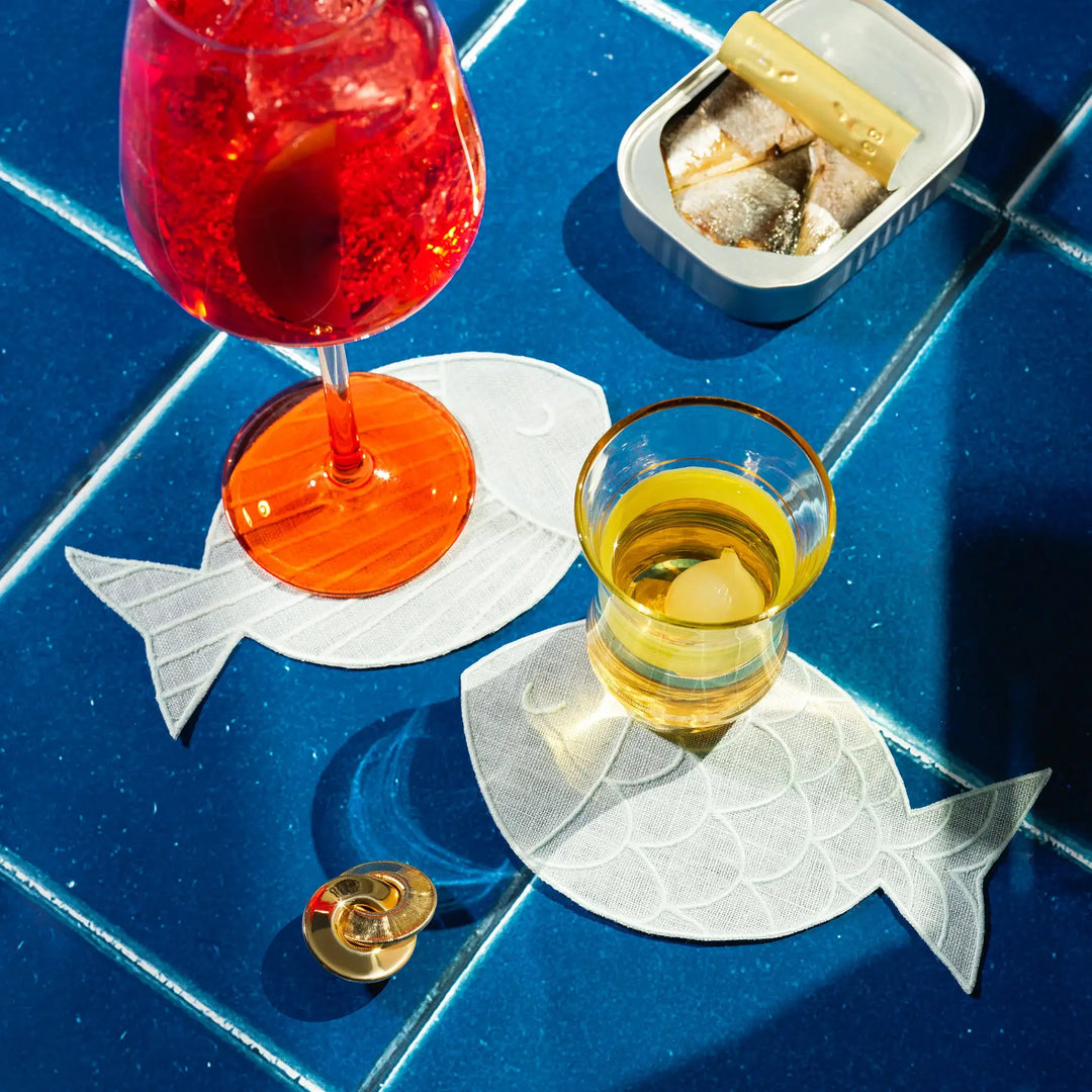 Linen Sardine Cocktail Napkins, S/4