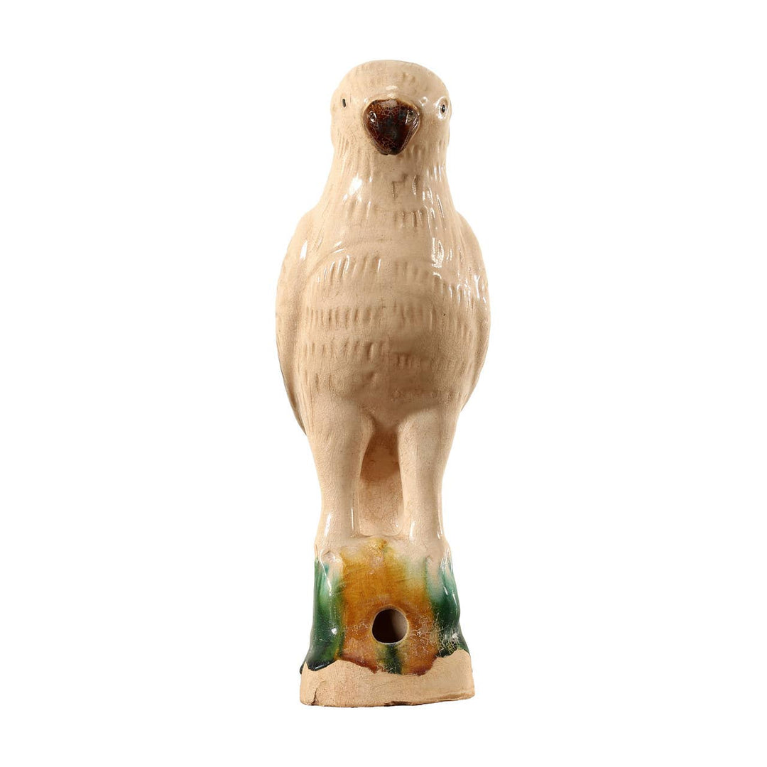 Glazed Ceramic Parrot, Creamy White