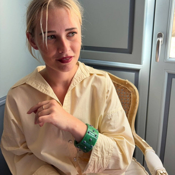 Bangle with Malachite and Turquoise Resin Stones