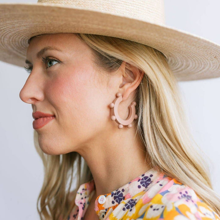 Lottie Bead Hoops in Soft Pink