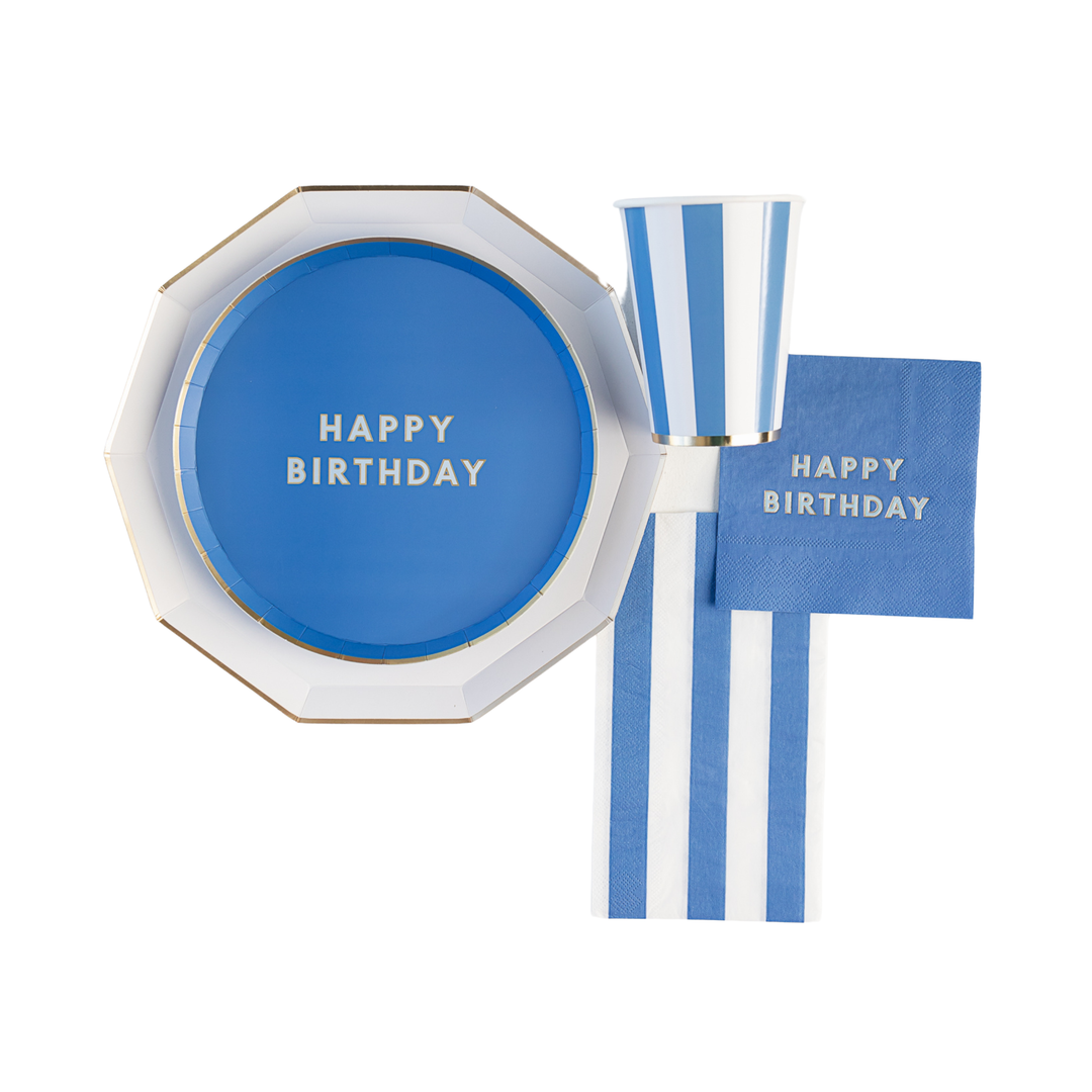 Happy Birthday Cocktail Napkins in Palisades Blue | Bonjour Fete
