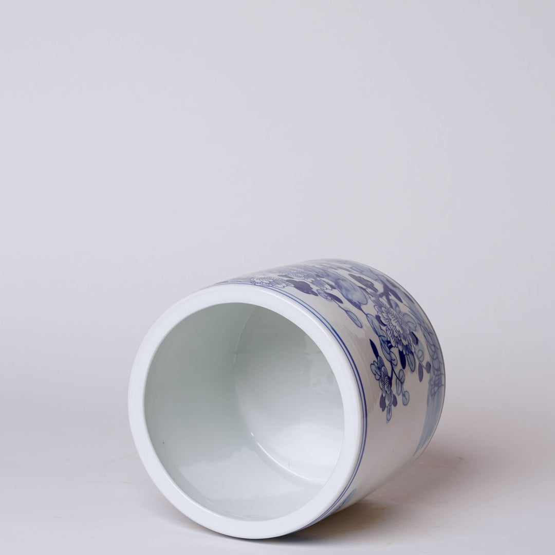 Blue and White Porcelain Bird and Flower Cachepot