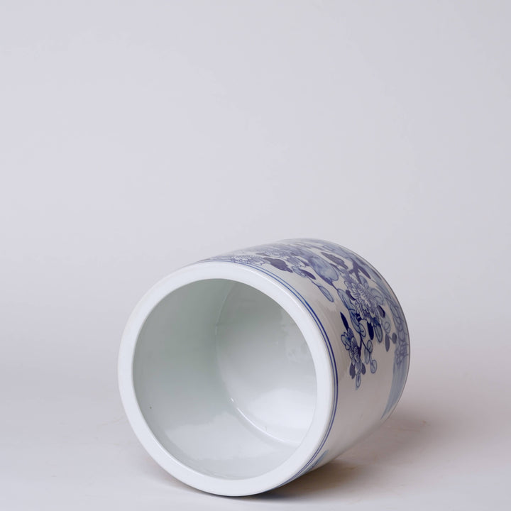 Blue and White Porcelain Bird and Flower Cachepot