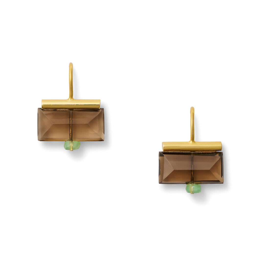 Smoky Quartz Tile Earrings