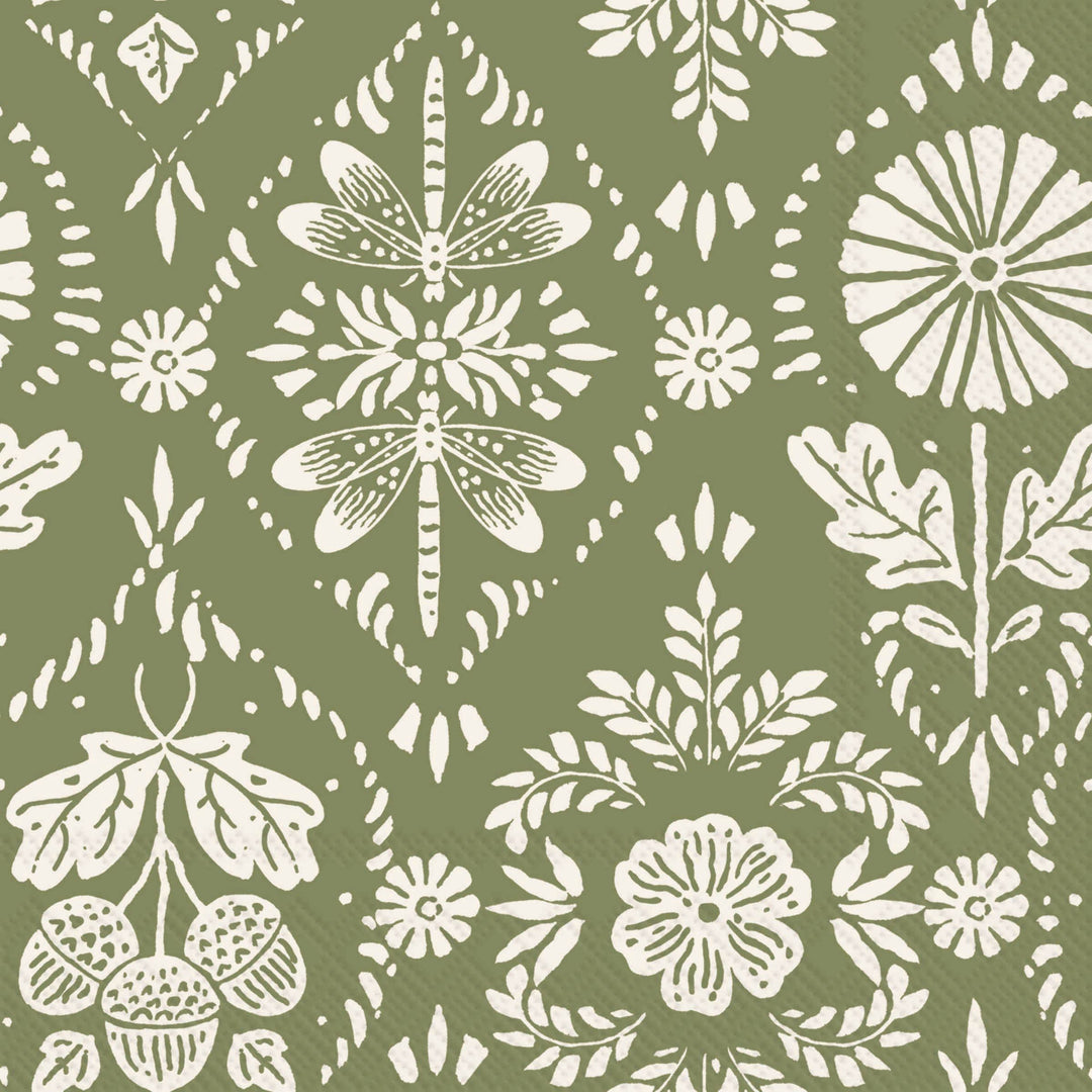 Paper Lunch Napkins, Floral Green