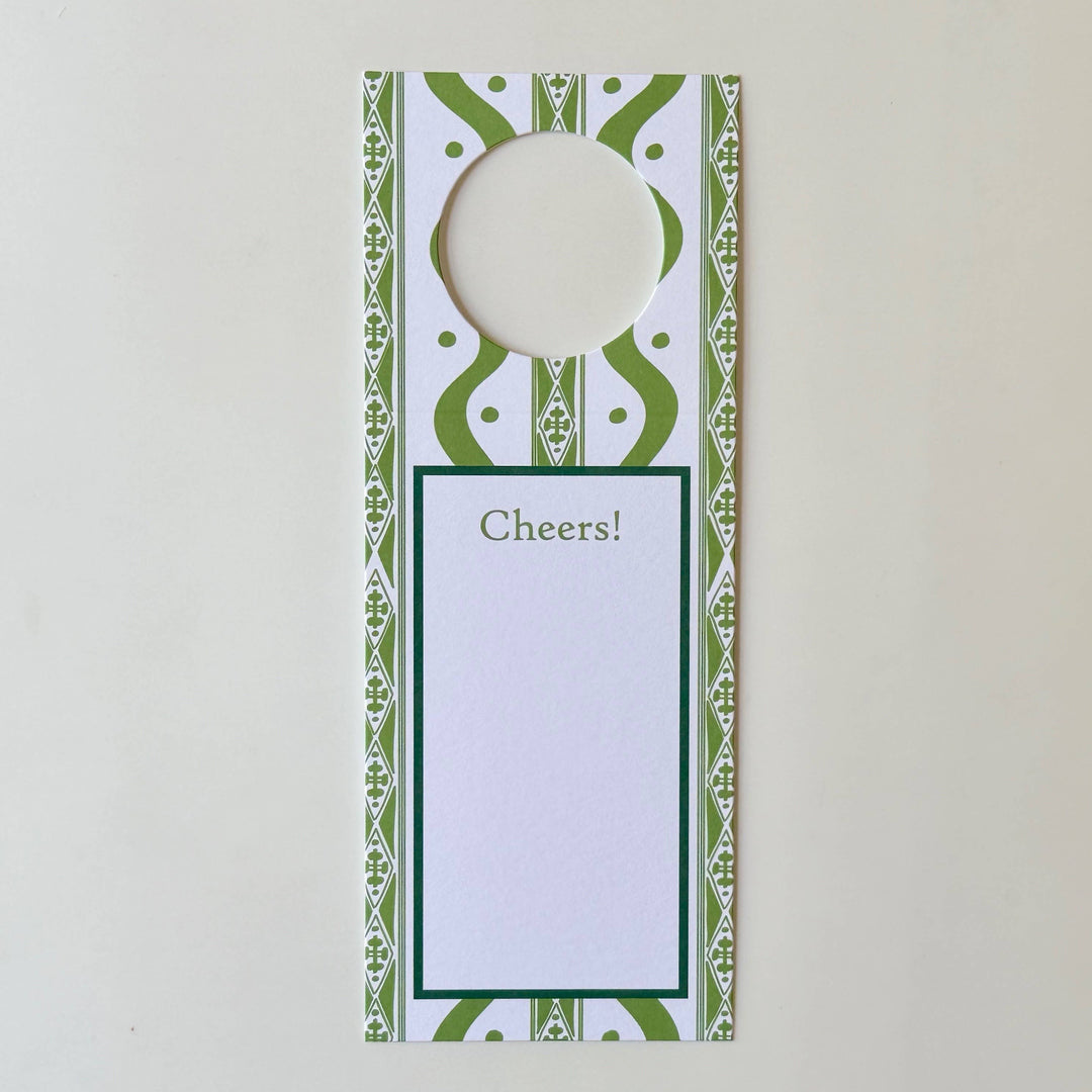 'Cheers' Wine Tag, Green S/8