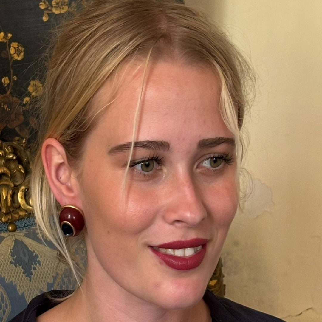 Brown and Sapphire Glass Resin Earrings