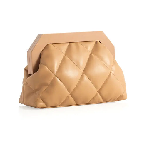Camel Quilted Clutch