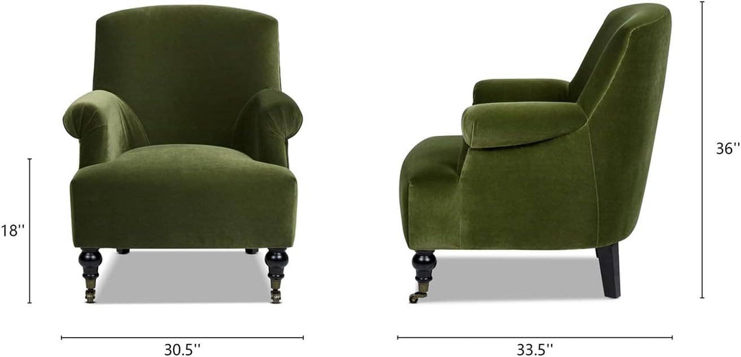 Eloise Arm Chair, Moss Green Velvet