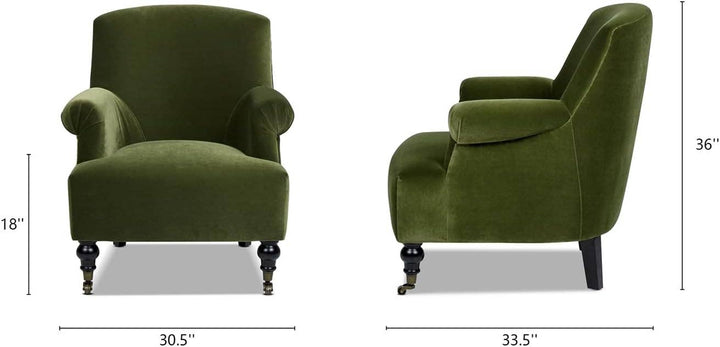 Eloise Arm Chair, Moss Green Velvet