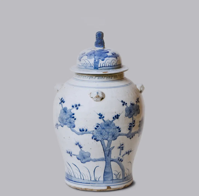 Blue & White Temple Jar, Cherry Blossom