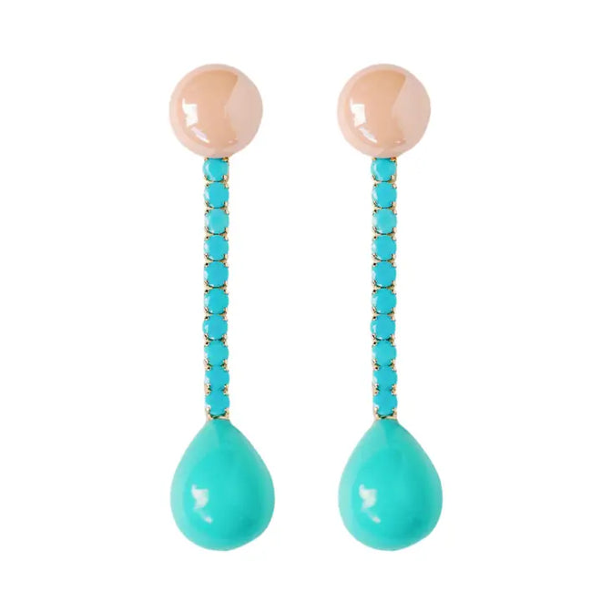 Coral and Turquoise Drop Earrings