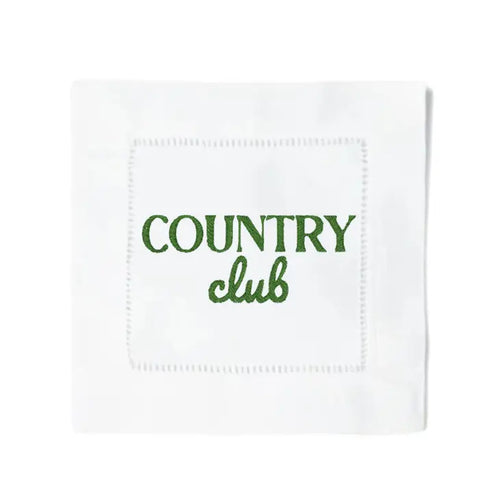 "Country Club" Linen Cocktail Napkins, S/4