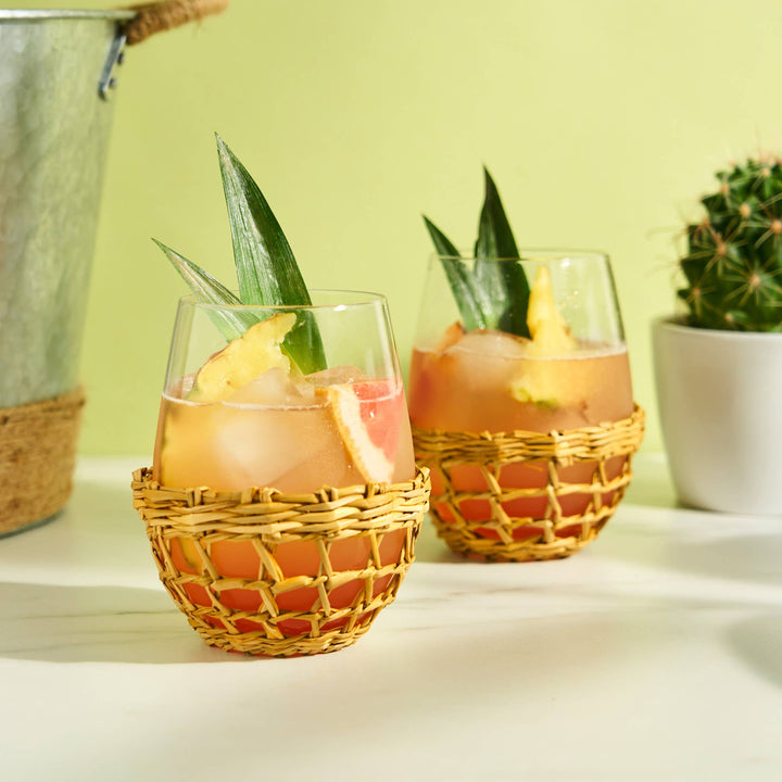 Seagrass Wrapped Glassware, S/2