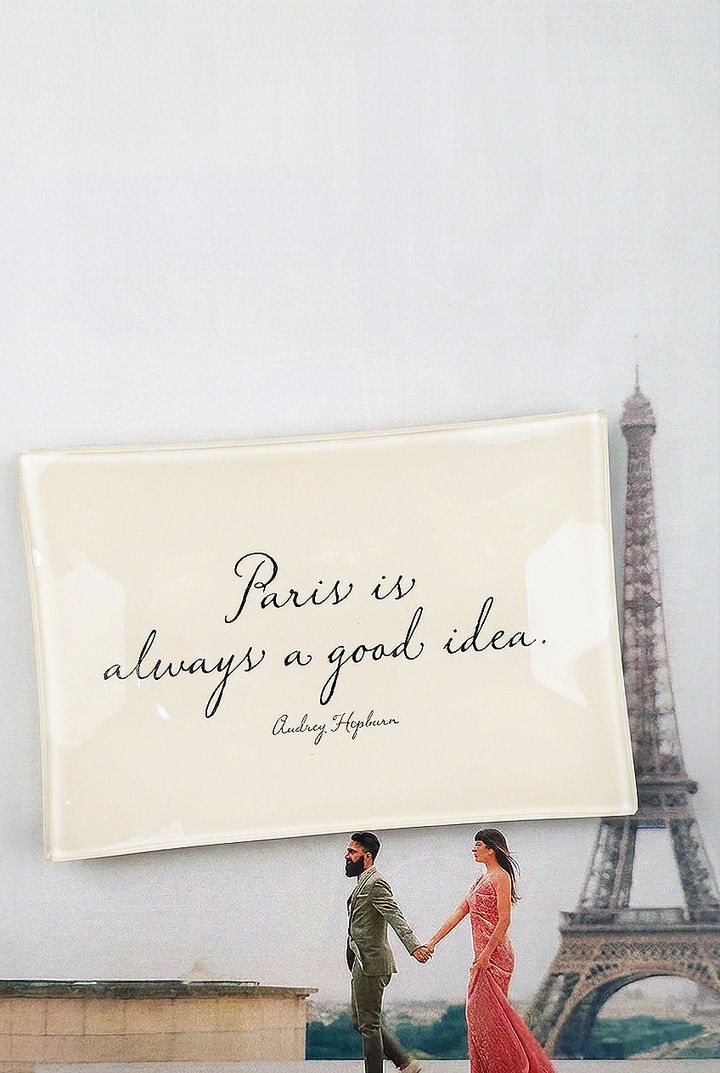 “Paris Is Always A Good Idea” Decoupage Glass Tray