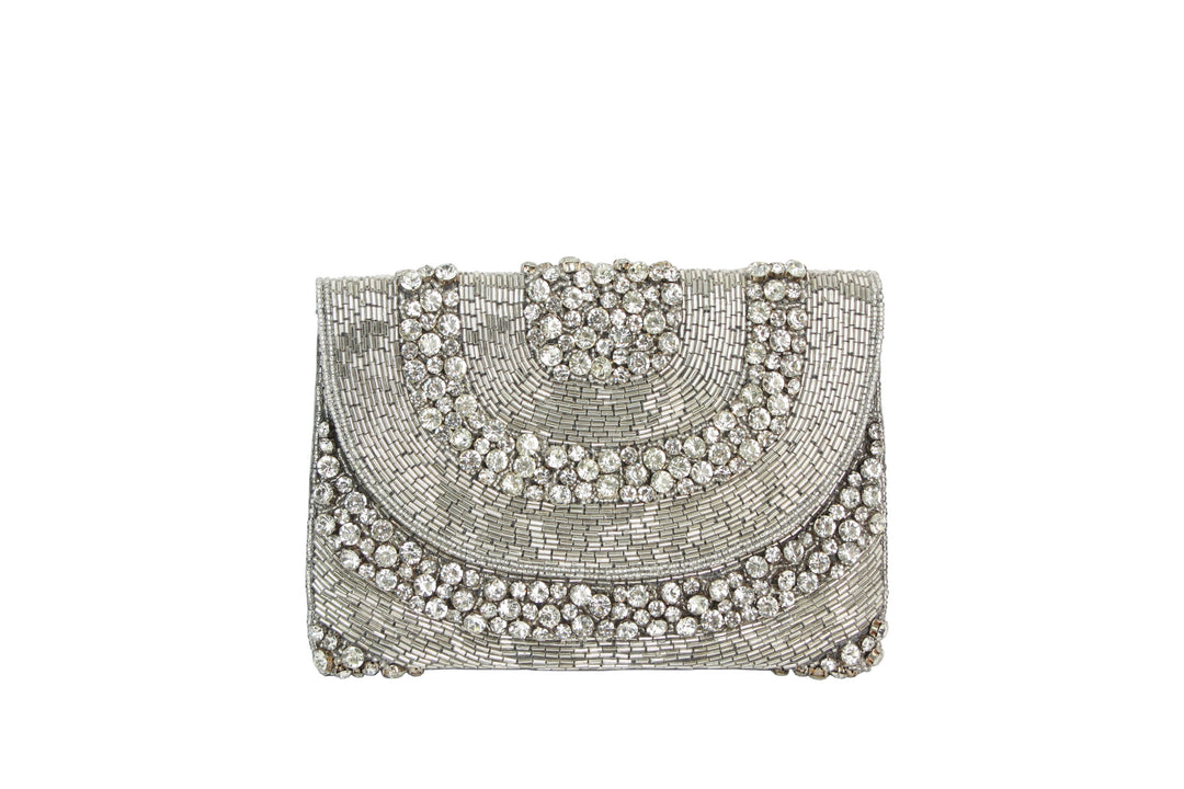 Rhinestone Embellished Clutch, Gold or Silver