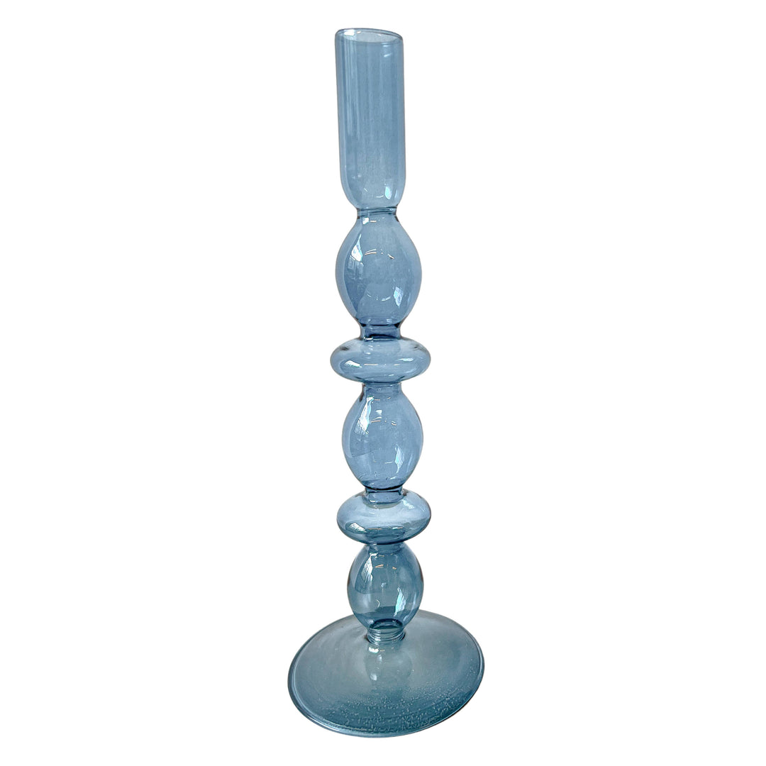 Glass Candle Holders in Azure Blue