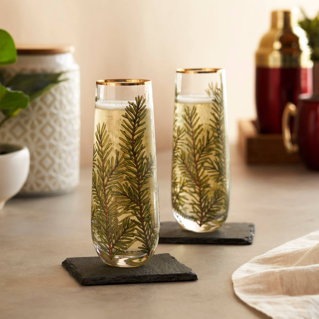 Woodland Stemless Champagne Flutes S/2