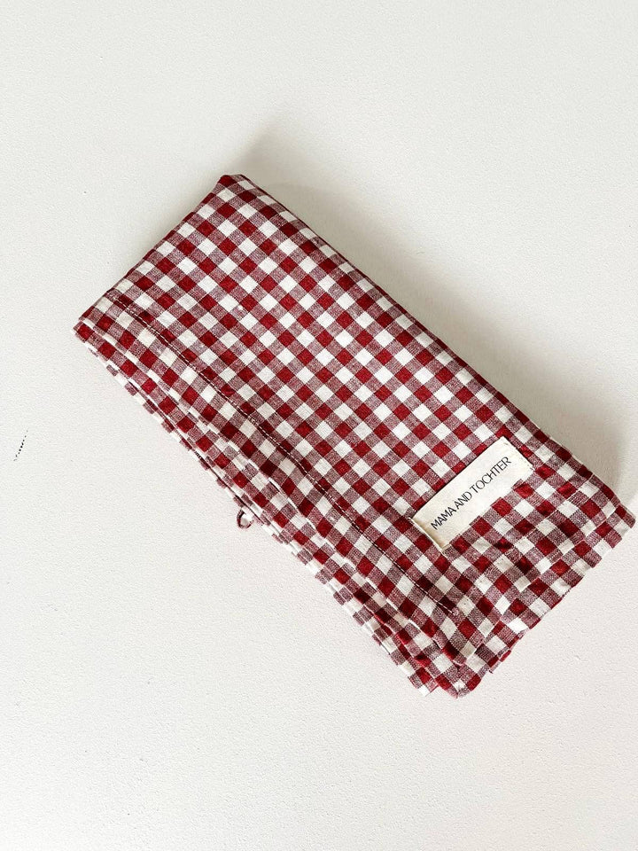 French Linen Tea Towel, Mulberry Gingham