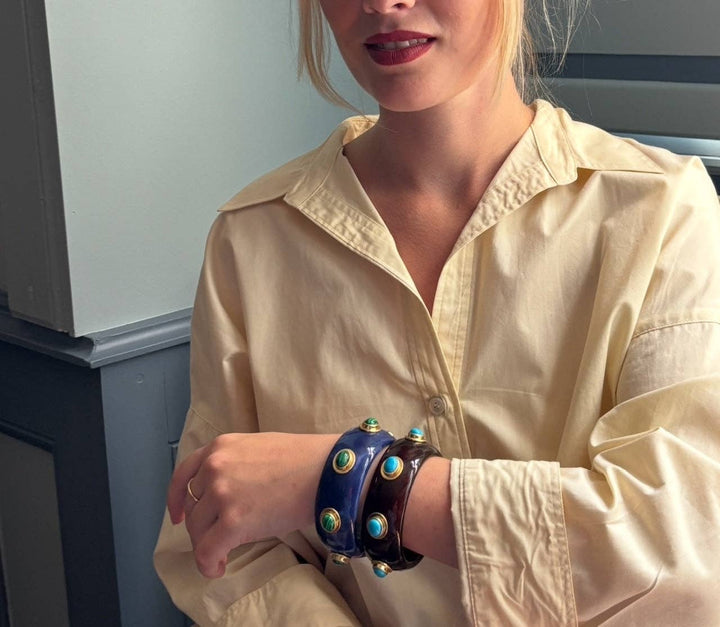 Bangle in Lapis Resin and Malachite Stones