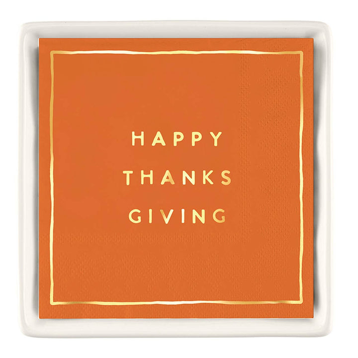 Ceramic Tray with Happy Thanksgiving Napkins