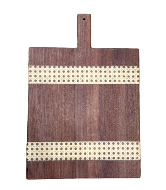 Dark Maple & Bamboo Cane Charcuterie Board, (16x18)